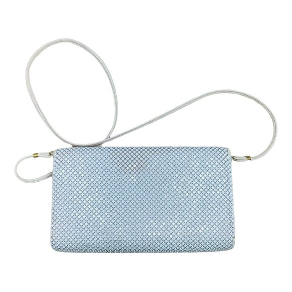 Vintage Whiting and Davis Ivory Metal Chain Mesh Clutch Purse 10" W x 6" H - Picture 1 of 6